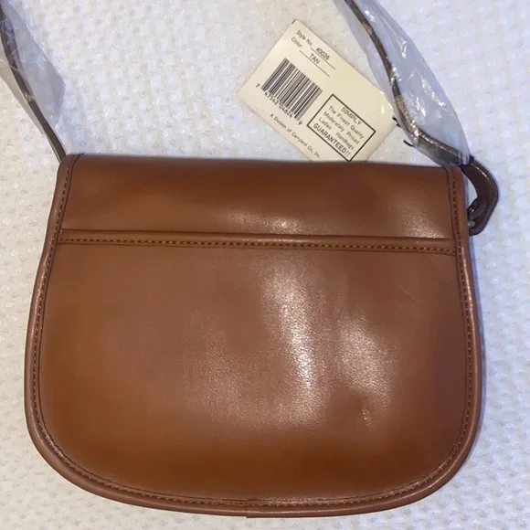 NEW! Vegan Leather Crossbody Purse Bag British Tan Brown - Picture 7 of 17